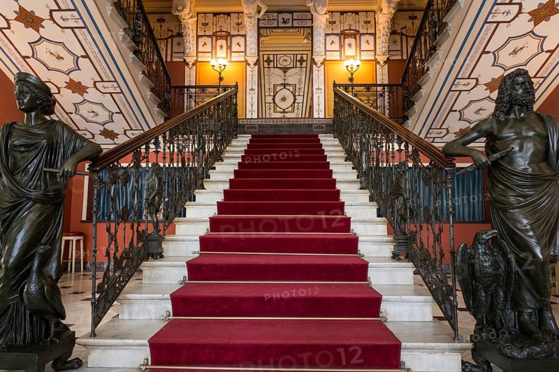 Entrance area of the Achilleion on Corfu, Greece, Europe