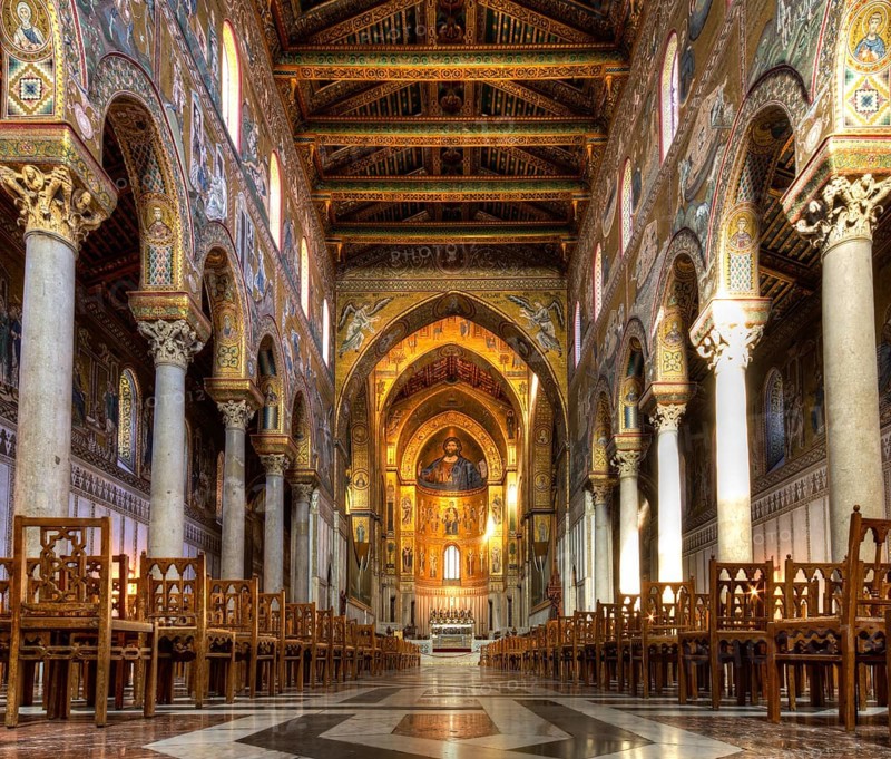Nave of the Cathedral of Monreale, Sicily, Italy, Europe