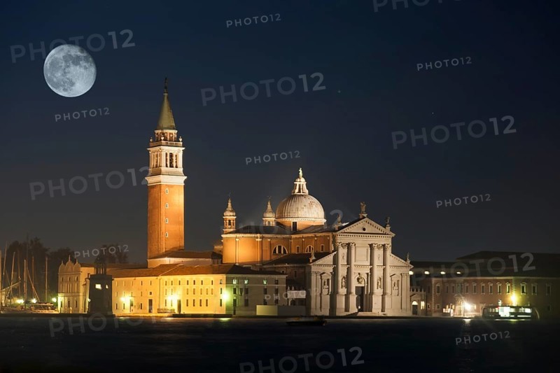 San Giorgio Maggiore island with full moon at night