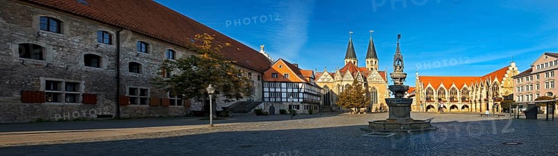 Altstadtmarkt, the central square of the old town centre, traditional island, panorama, Braunschweig, Lower Saxony, Germany, Europe