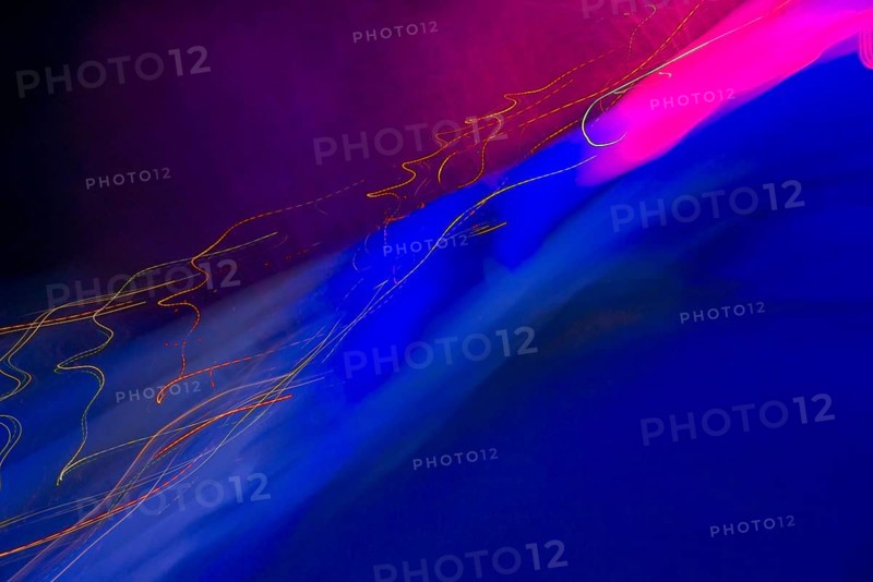Abstract picture with neon-coloured light stripes in blue and pink on a dark background, art
