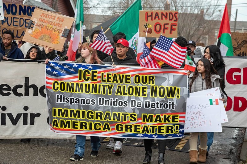 Detroit, Michigan USA - 4 March 2025 - A rally in the Mexican-American community in southwest Detroit asks ICE to leave the immigrant community alone