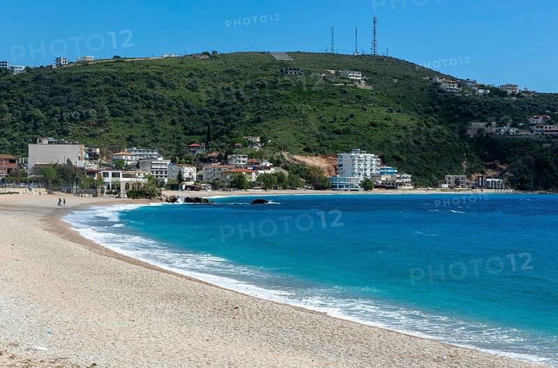 Turquoise blue sea at Prinos beach, Himare, Albanian Riviera, Albania, Europe