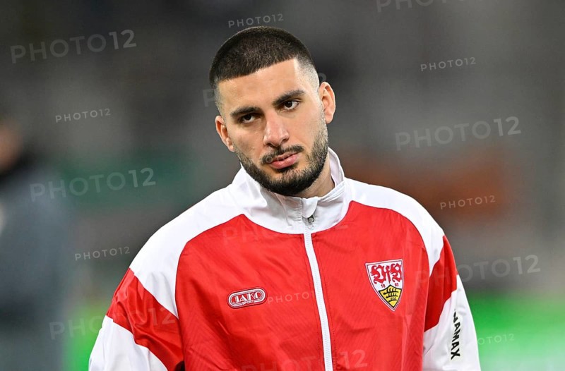 Warm-up training Deniz Undav VfB Stuttgart (26) pensive WWK Arena, Augsburg, Bavaria, Germany, Europe