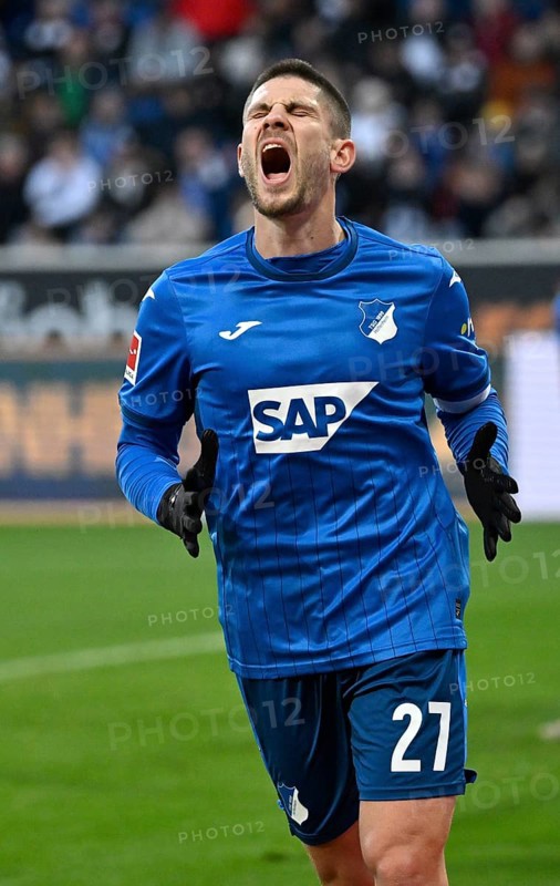 Andrej Kramaric TSG 1899 Hoffenheim (27) disappointed, screams, PreZero Arena, Sinsheim, Baden-Württemberg, Germany, Europe