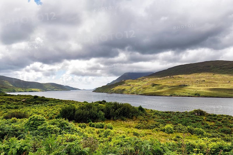 Killary Harbour, fjord, rain clouds, Connemara National Park, Galway, Wild Atlantic Way, Ireland, Europe