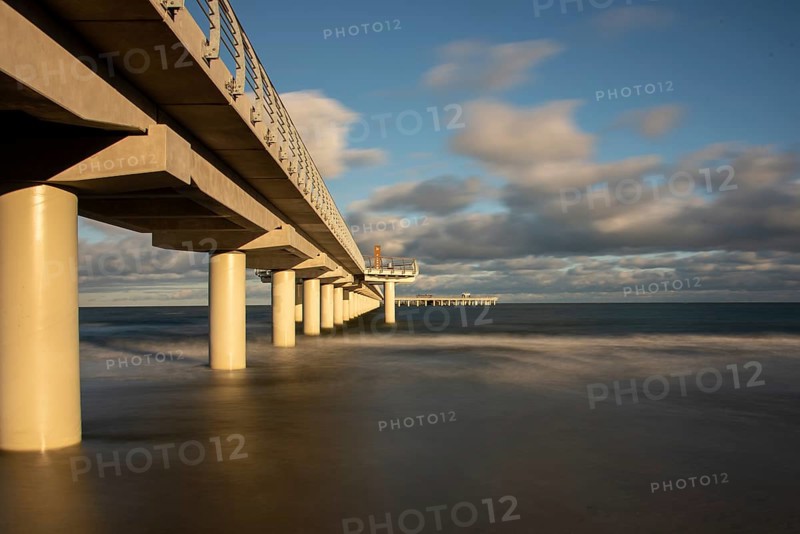 New pier in Prerow, at 720 metres the longest pier on the Baltic Sea, Prerow, Mecklenburg-Vorpommern, Germany, Europe
