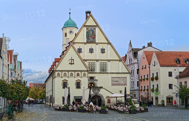 Upper market and historic town hall in the old town centre of Weiden in der Upper Palatinate. Weiden oPf, Bavaria, Germany, Europe