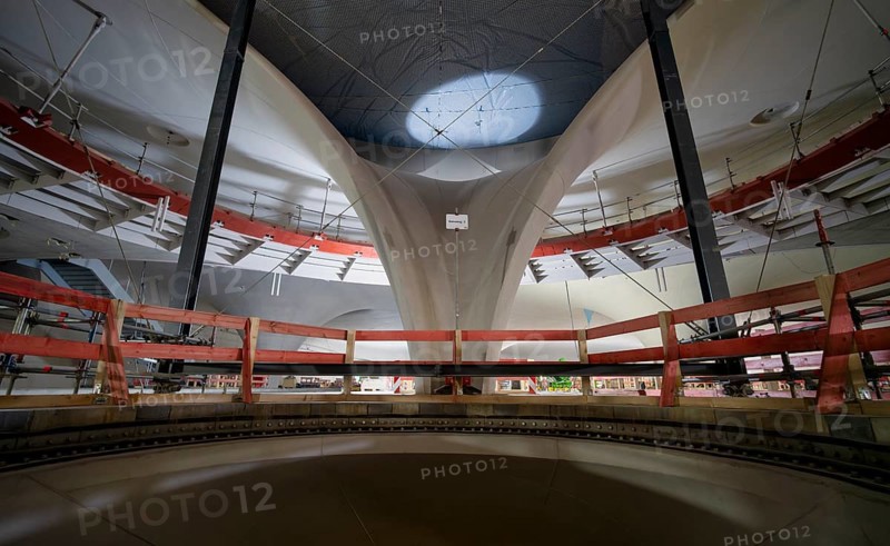 Chalice supports in the cathedral, platform 3, construction site, construction material, Stuttgart 21 underground railway project, main station, Stuttgart, Baden-Württemberg, Germany, Europe
