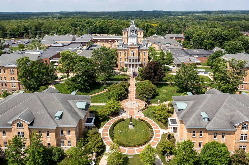 Hillsdale, Michigan, Hillsdale College, a conservative, Christian educational institution. The building with the clock tower is Central Hall