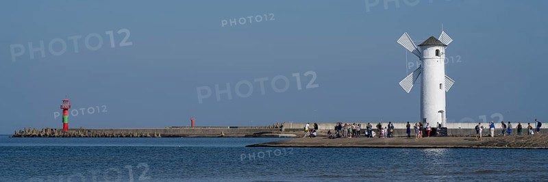 Mill beacon on the pier, Swinemünde, Usedom Island, Baltic Sea, Poland, Europe