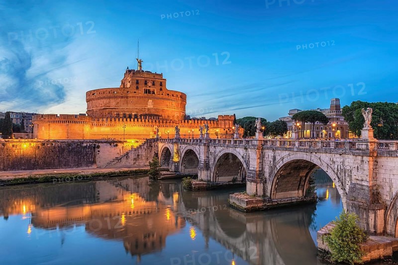 Rome Vatican Italy night city skyline at Castel Sant'Angelo