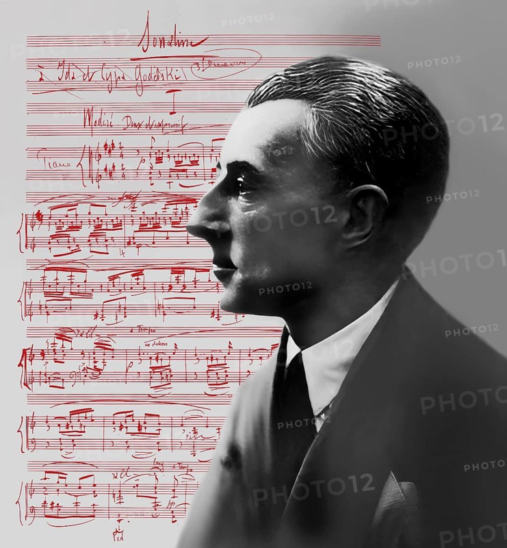 Joseph Maurice Ravel, 1875 – 1937, French composer, pianist and conductor, leading musician in Impressionism, 1925, sheet music from Sonatine, premier mouvement, 1905, digitally edited
