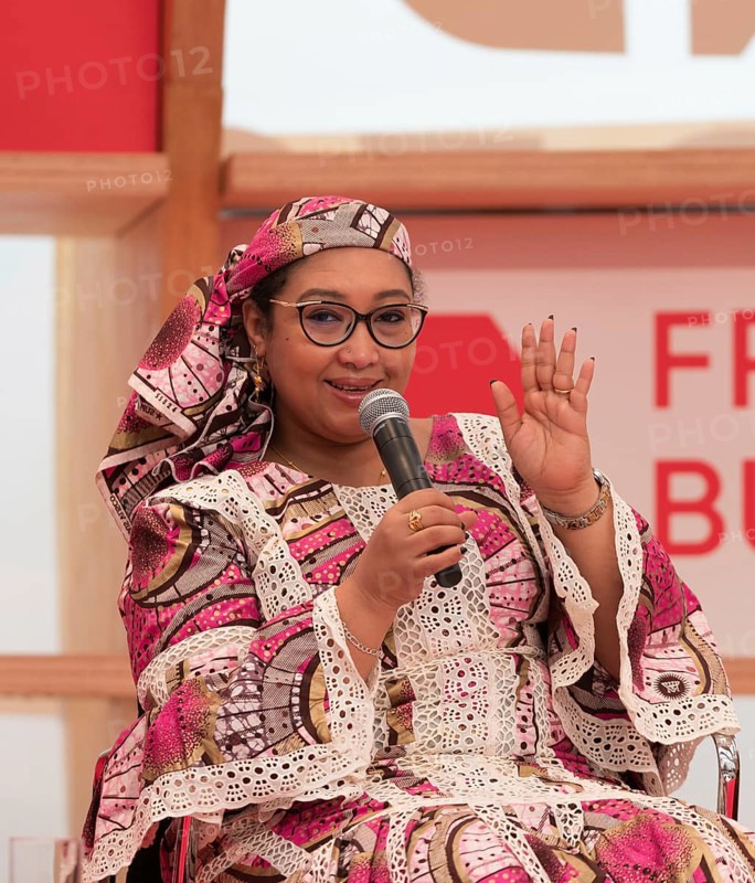 FRANKFURT AM MAIN, Germany, October 20 2023: Djaïli Amadou Amal (*1975, author) on stage at the 75th Frankfurt Book Fair, Europe