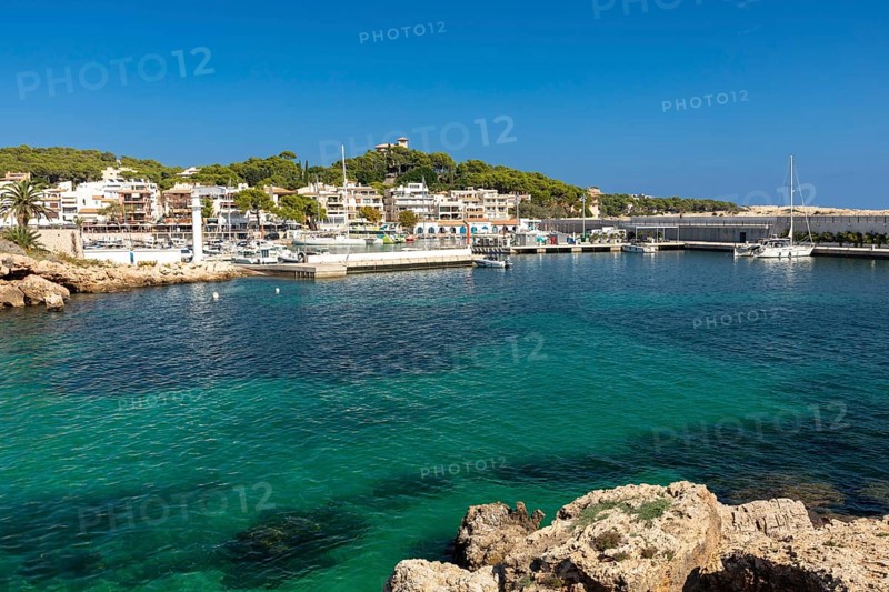 View of the harbour of Cala Rajada, Majorca, Spain, Europe