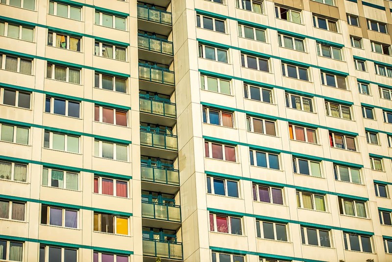 Apartment block, also known as a prefabricated building, in the former eastern part of Berlin
