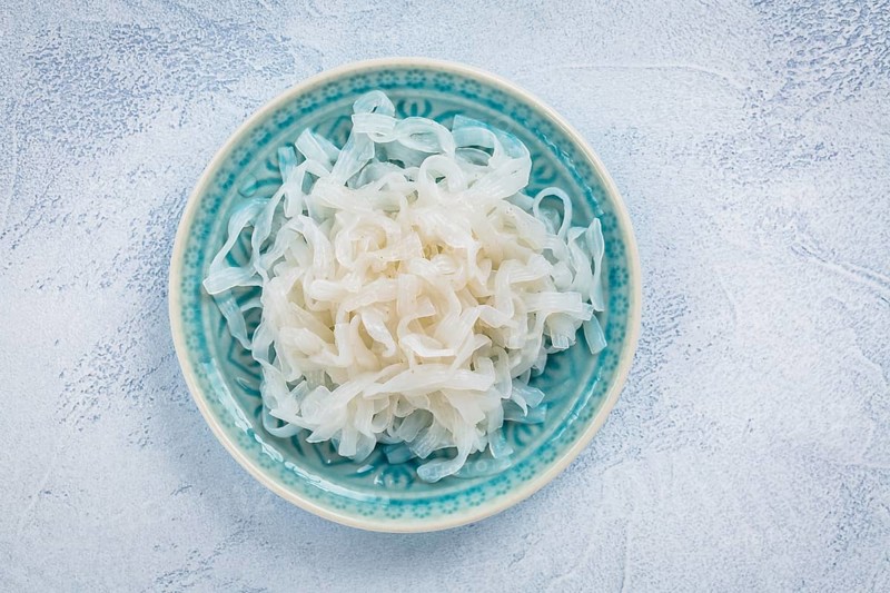 Shirataki noodles - gelatinous traditional Japanese noodles made from the konjac yam, carbohydrate and gluten free alternative