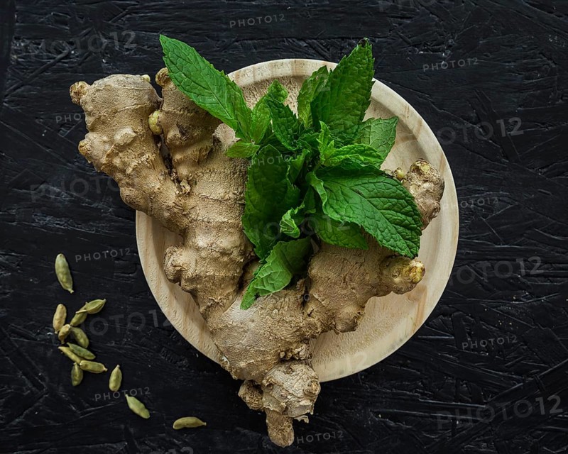 Modern kitchen composition with healthy ingredients