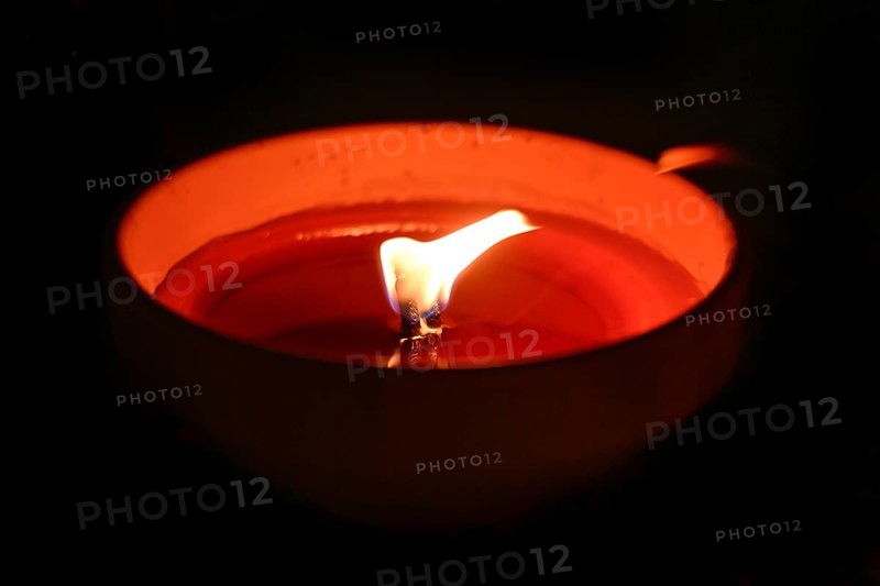 Light on the grave at night