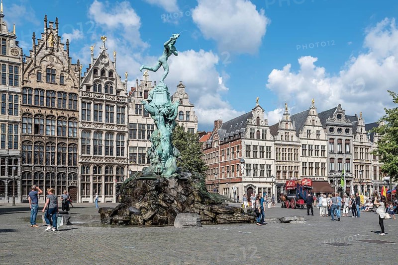 Antwerp, Belgium, July 28, 2016: The Grote Markt of Antwerp. It is located in the heart of the old city quarter, Europe