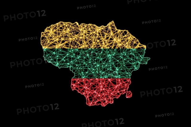 Map of Lithuania, Polygonal mesh line map, flag map