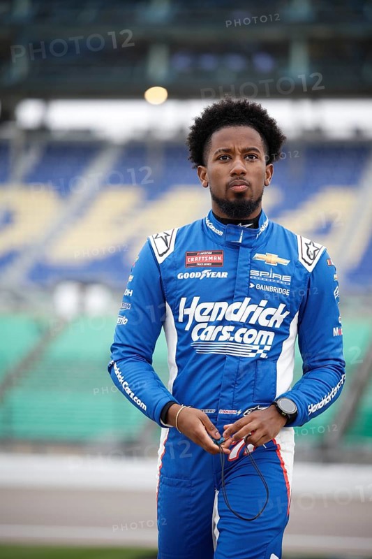 Rajah Caruth takes to the track to practice for the Heart of America 200 in Kansas City, KS, USA, North America