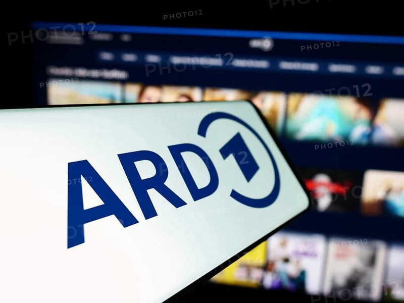 Stuttgart, Germany, 04-10-2024: Smartphone with logo of German public-service broadcasting organisation ARD in front of website. Focus on center-left of phone display, Europe