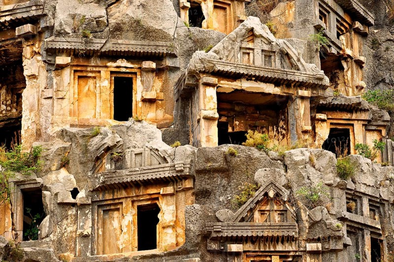 Pictures & images of the ancient Lycian rock cut tombs town of Myra, Anatolia, Turkey, Asia