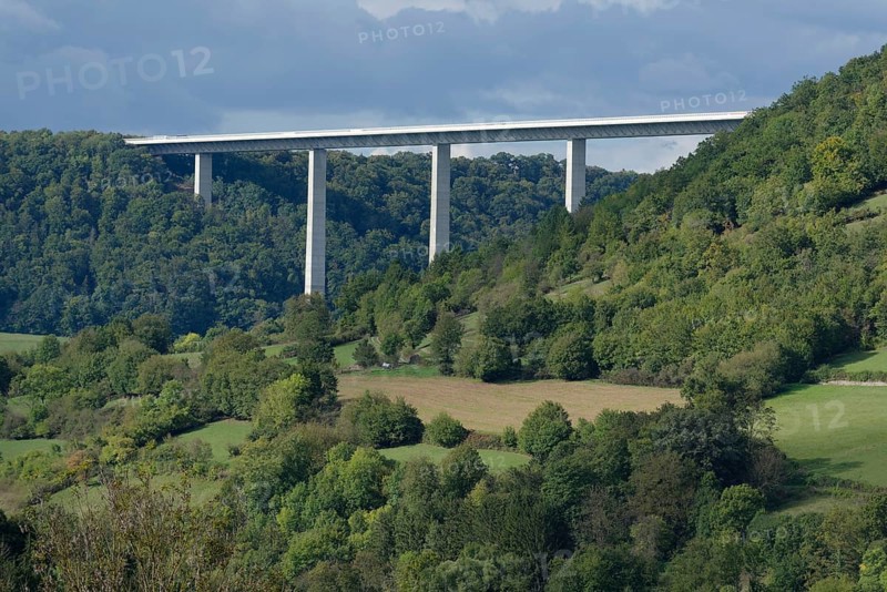 Kochertal bridge near Braunsbach-Geislingen, motorway bridge, Kochertal, Kocher, Bühlertal, Bühler, Braunsbach, Hohenlohe, Schwäbisch Hall, river, Heilbronn-Franken, Baden-Württemberg, Germany, Europe