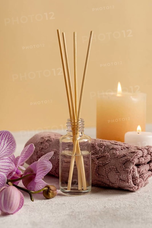 Relaxation concept with scented sticks candles