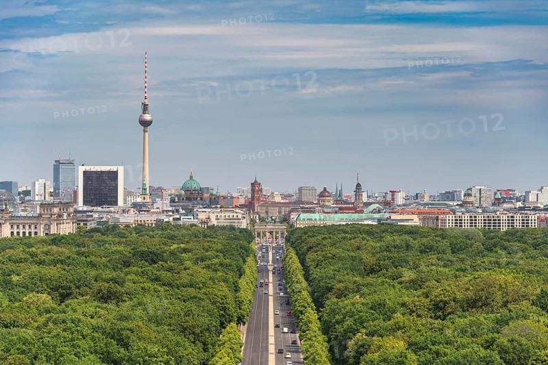 Berlin Germany, high angle view city skyline at Brandenburg Gate and Tier Garden