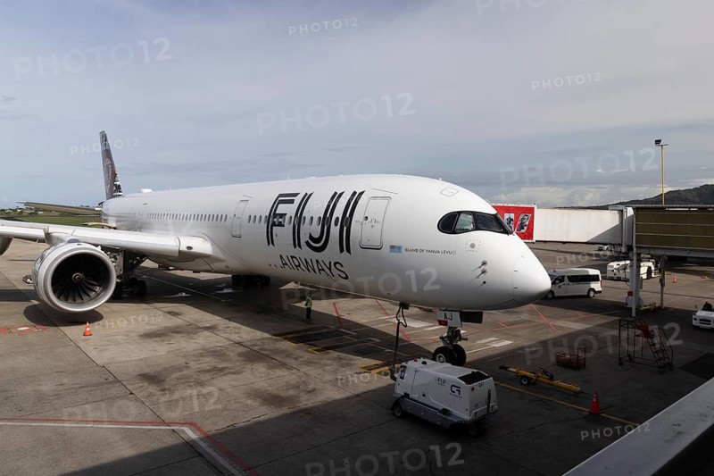 Fiji Airways Airbus A350-900 Vanua Levu at the dock, Nadi Airport, Fiji, South Pacific, Oceania
