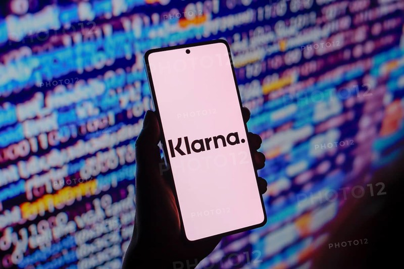 In this photo illustration, the Klarna Bank AB logo is displayed on a smartphone screen