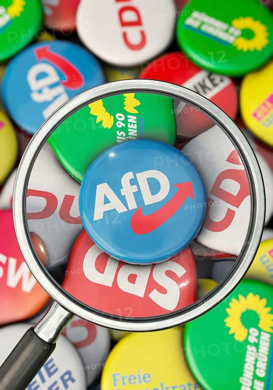Symbolic image on the subject of AfD observation, AfD election campaign, AfD observation, etc. in portrait format