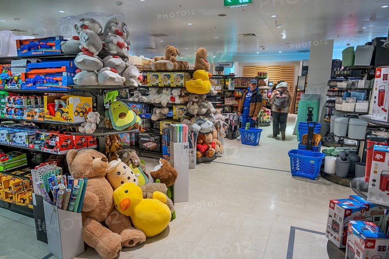 Shelves with toys and household goods, one-euro shop, Allgäu, Bavaria, Germany, Europe