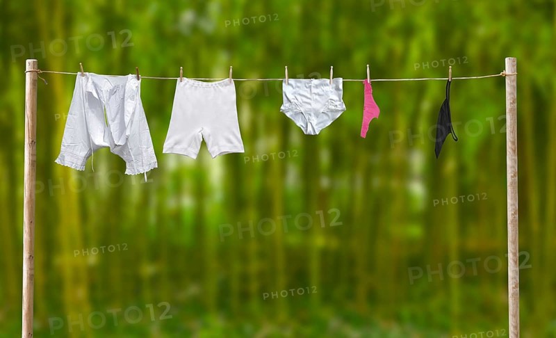 Clothesline with underwear from then and now