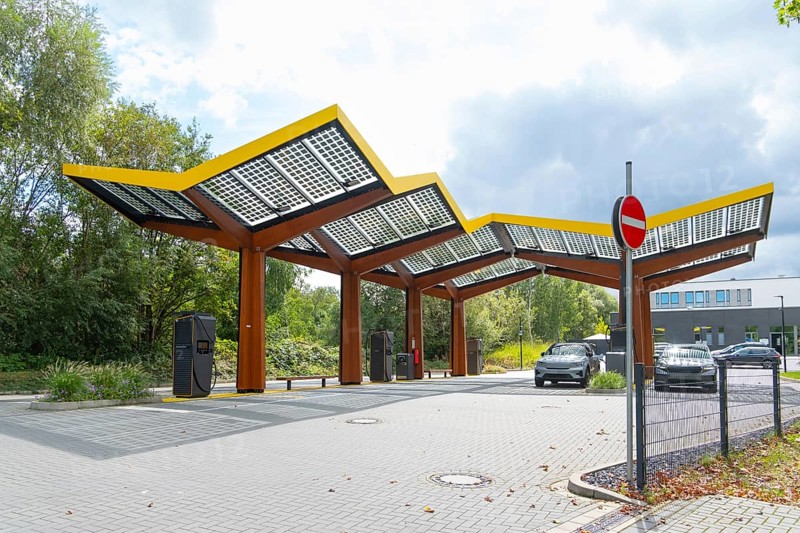 Fast charging station with 300KW charging points in the Ruhr area near Bochum, Germany, Europe