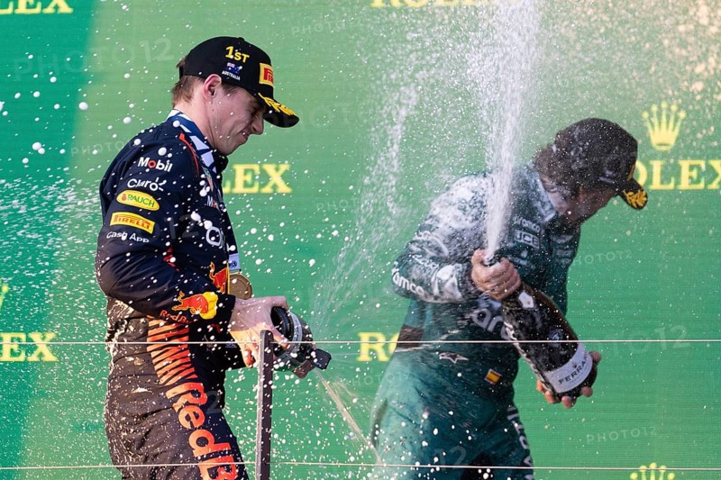 MELBOURNE, AUSTRALIA, APRIL 2: Max Verstappen of the Netherlands celebrates winning with his Oracle Red Bull Racing RB19 on race day during the 2023 Australian Grand Prix at Albert Park on April 2, 2023 in Melbourne, Australia, Oceania