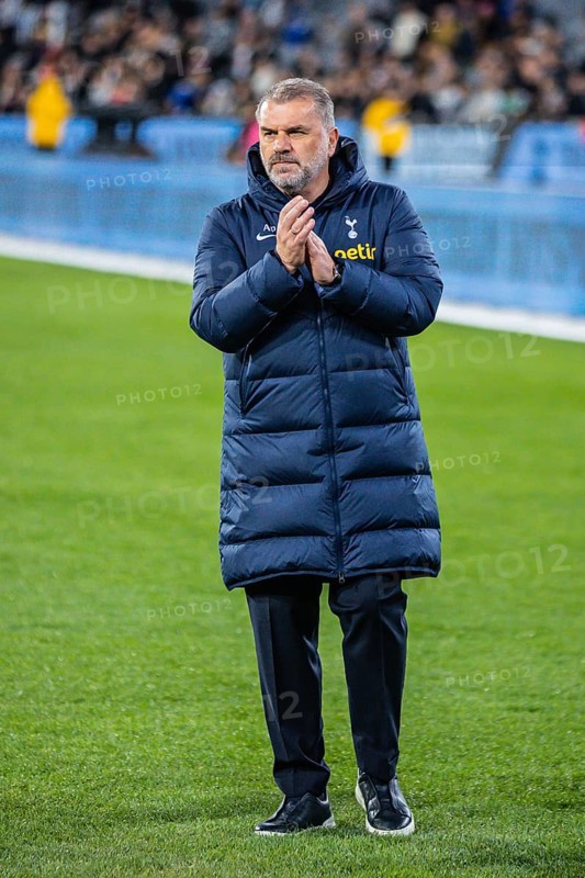 MELBOURNE, AUSTRALIA, MAY 22: Ange Postecoglou of Tottenham Hotspur thanks fans after losing to Newcastle United during the Global Football Week at The Melbourne Cricket Ground on May 22, 2024 in Melbourne, Australia, Oceania