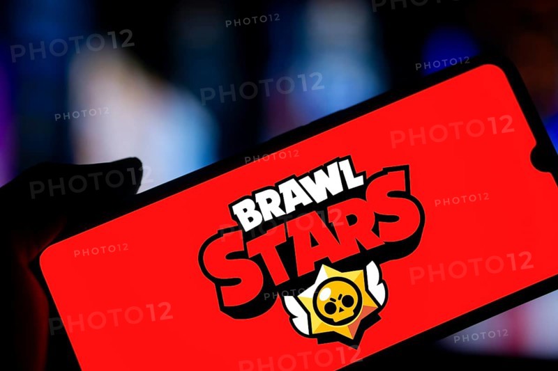 brawl stars logo is displayed on smartphone. Brawl Stars is a multiplayer online battle arena video game company