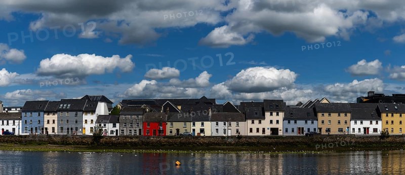 Galway, Ireland, 28 July, 2022: view of the River Corrib and the Long Walk Street with its colorful houses in downtwon Galway, Europe