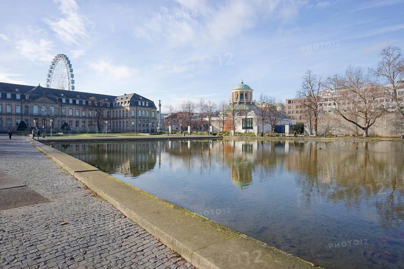 Eckensee in the castle park, castle, park, municipal park, Stuttgart, Germany, Europe