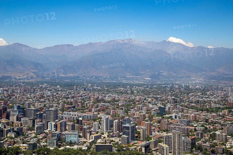 Santiago de Chile, Chile, November 28, 2015: Skyline as seen from the Cerro San Cristobal, South America