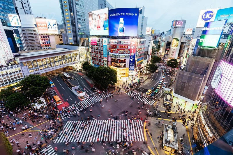 TOKYO, JAPAN, MAY 12, 2019, Shibuya Crossing is one of the world's most used pedestrian crossings, in central Tokyo, Japan, Asia