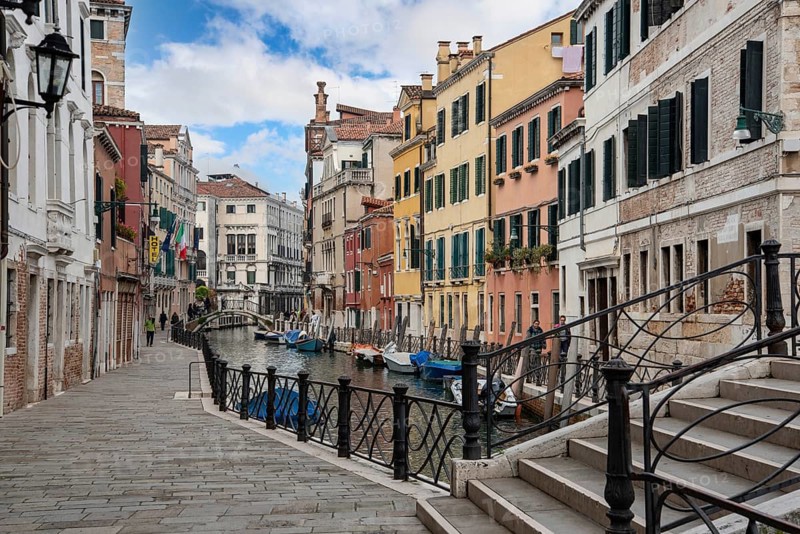 Empty Pathway and Canal in Dorsoduro Quarter, Venice, Italy, Europe