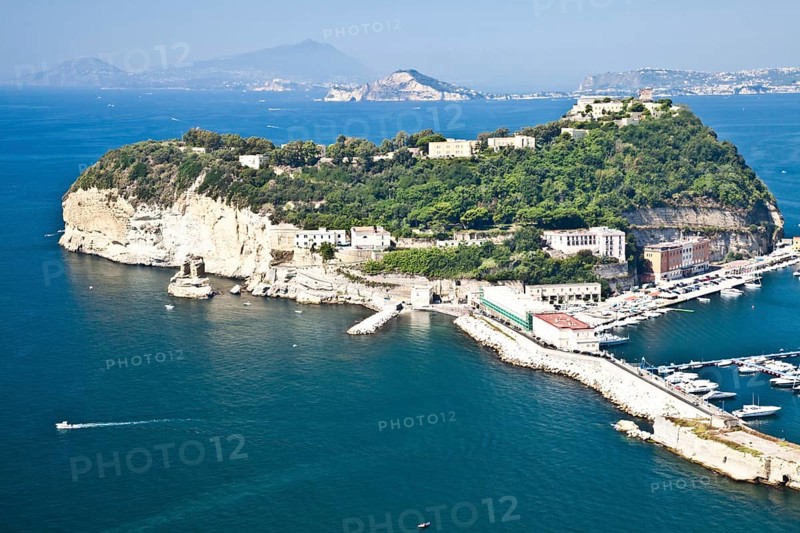 View of Naples Gulf from Pozzuoli. Ischia and Procida Isles on the orizont line