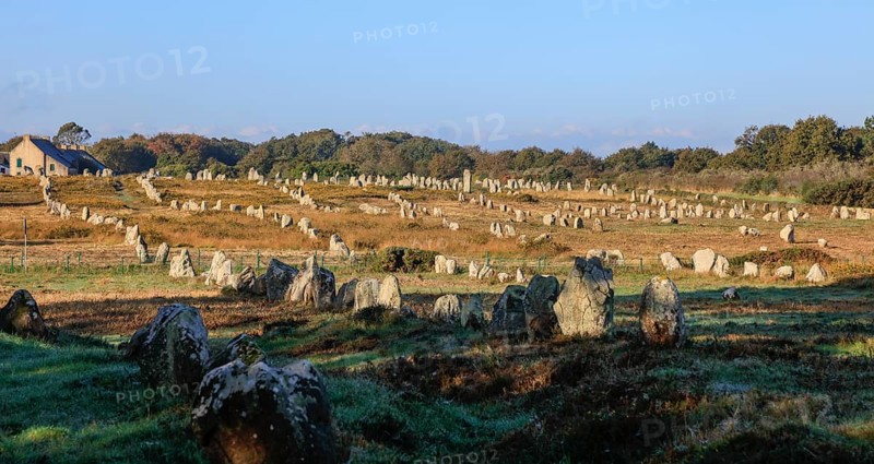 Prehistoric stone rows from Menec, Alignements de Carnac, Morbihan department, Bretagne Breizh region, France, Europe