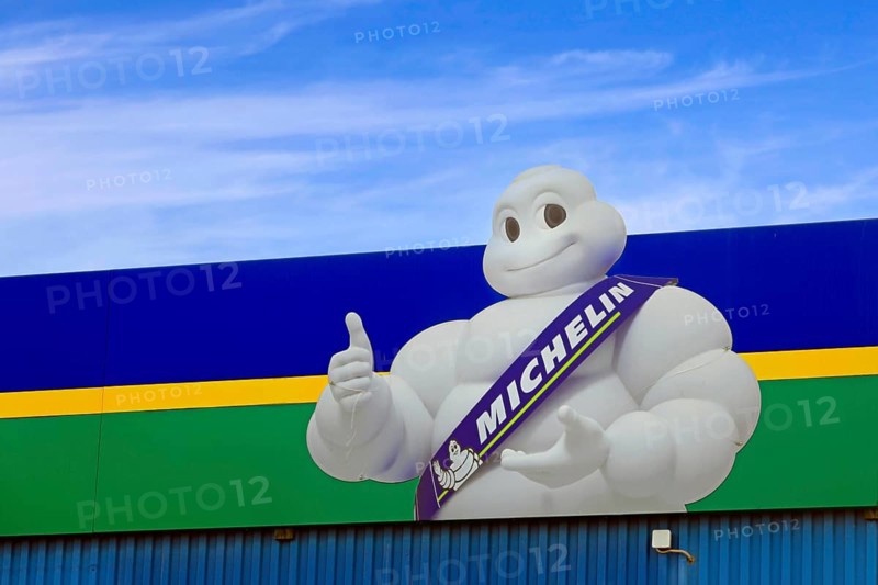 Bibendum or Michelin Man, the official mascot of the French Michelin tire company, founded in 1889. Salo, Finland. March 10, 2024