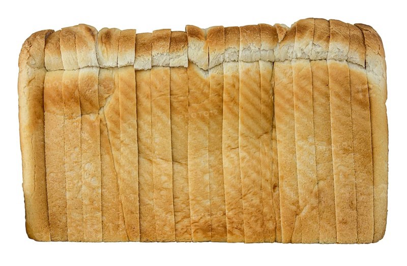 Isolated Loaf Of White Sliced Bread On A White Background