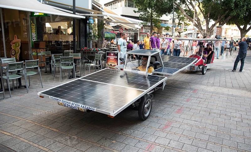 Nicosia, Cyprus, June 25 2016: Solar powered cars parading to awake people for the benefits of the use of renewable energy during the anual event in the streets of Nicosia in Cyprus, Europe